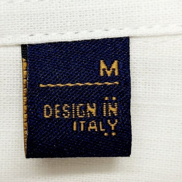 Mens White Short Sleeve Button-Up Shirt Size M Design In Italy Cotton Blend - Picture 3 of 7